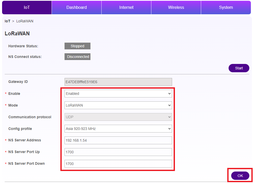 ゲートウェイのLoRaWAN設定_SemtechUDP